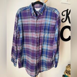 Vintage McGregor Cotton Plaid Flannel Blue Purple Men’s Size Large Long Sleeve